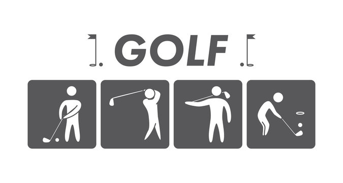 Silhouettes of figures golfers