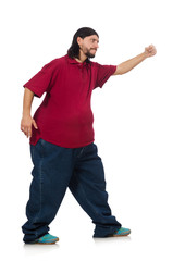 Overweight man isolated on the white