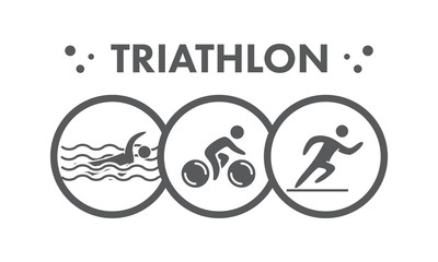 Triathlon logo and icon. Swimming, cycling, running symbols