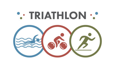 Triathlon logo and icon. Swimming, cycling, running symbols