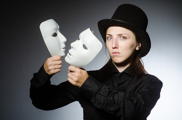 Woman with mask in funny concept