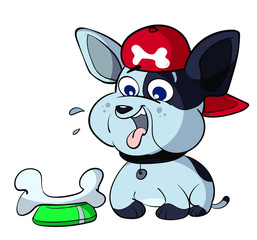 cute puppy bulldog is hungry