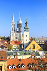 Obraz premium Cathedral and church in Zagreb, Croatia