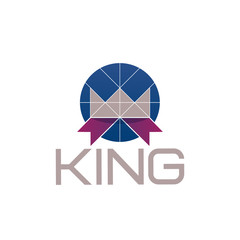 Vector logo with crown, ribbon and geometric lines