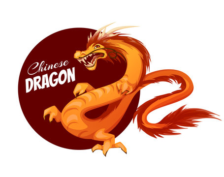 Banner with cartoon Chinese dragon. Vector illustration