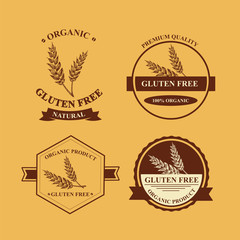 Gluten free and wheat labels. Retro design.