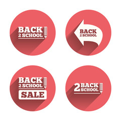 Back to school icons. Studies after the holidays