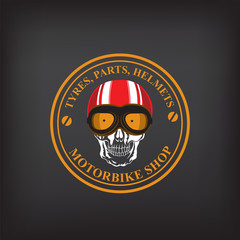 Vector label, motorbike shop.