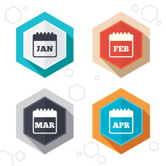 Calendar. January, February, March and April.