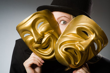 Woman with mask in funny concept