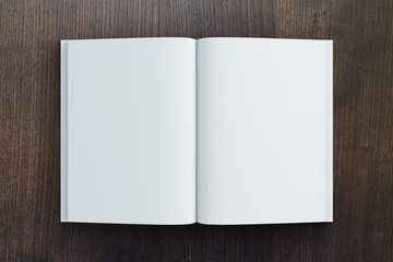 Blank diary paper on wooden table, mock up