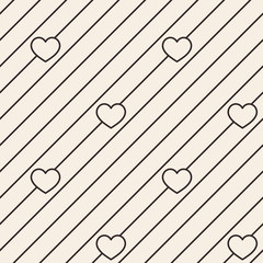 Hearts stripped geometric seamless pattern.