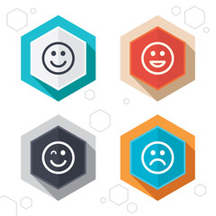 Smile icons. Happy, sad and wink faces.