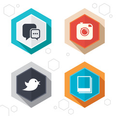 Social media. Chat speech bubble. Photo frames.