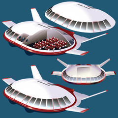 Vector fantasy plane front and isometric view - 94919624
