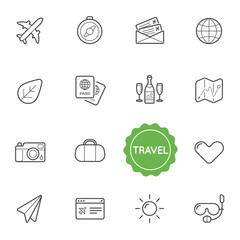 Set of Travel Holiday Vector Illustration Elements can be used as Logo or Icon in premium quality
