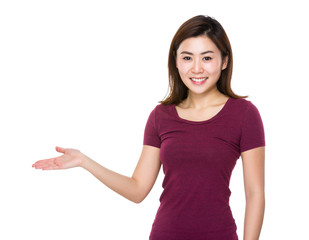 Asian Woman show with the blank sign