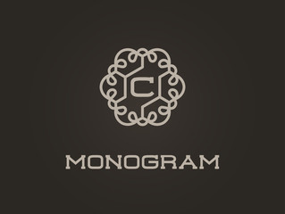 Compact Monogram Design Template with Letter Vector Illustration Premium Elegant Quality