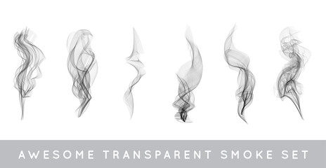 Vector Collection or Set of Realistic Cigarette Smoke or Fog or Haze with Transparency Isolated can be used with any Background - obrazy, fototapety, plakaty