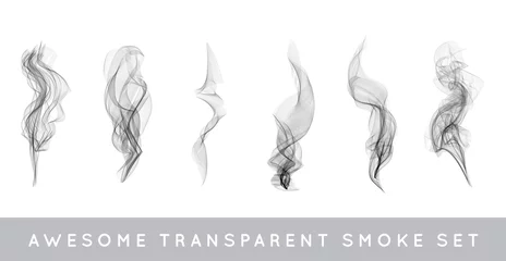  Vectorverzameling of set realistische sigarettenrook of mist of nevel met transparantie geïsoleerd kan met elke achtergrond worden gebruikt © ckybe