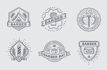 Obraz premium Retro Design Logotype Set. DIY Handmade Craft Art illustration Vintage Vector in Sailor Circus Freaks Style Collection