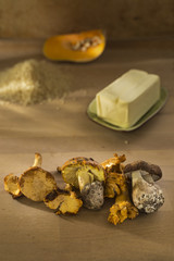 Mushroom and pumpkin ingredients