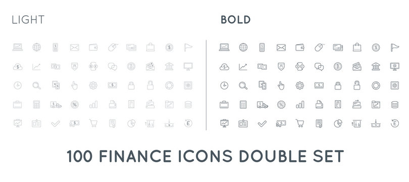 Set of Thin and Bold Vector Finance Money Icons and Payments and Income Rich can be used as Logo or Icon in premium quality