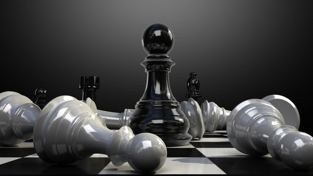 Put the pawn on a chessboard, and chess piece fall down animation.