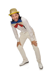 Man in funny concept isolated on white