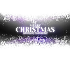 Modern cold grey Merry Christmas background with snowflakes