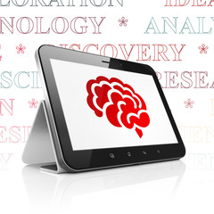 Science concept: Tablet Computer with Brain on display