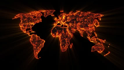 leuchtendes orangefarbenes World Wide Web auf Weltkartenkonzept © gonin
