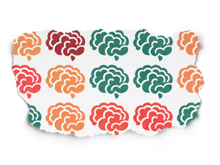 Medicine concept: Brain icons on Torn Paper background