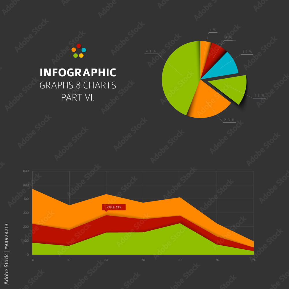 Aufkleber set of vector flat design infographic charts and graphs 6