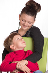 the boy and the girl embraced