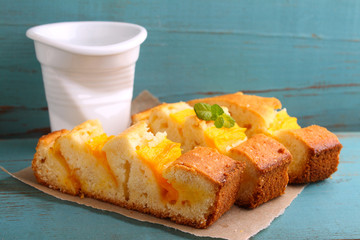 homemade cake with mango