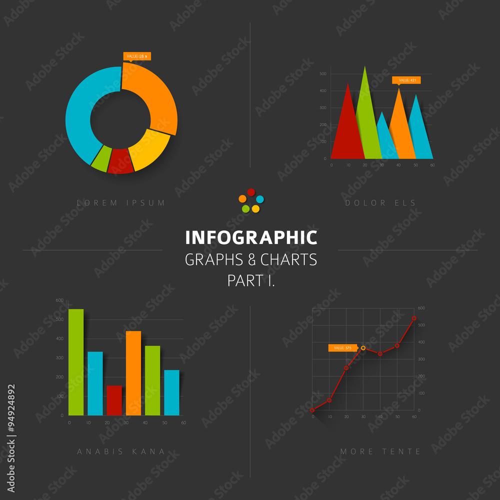 Aufkleber set of vector flat design infographic charts and graphs