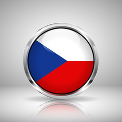 Flag of Czech Republic in chrome