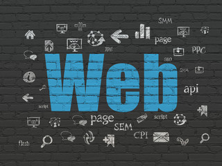 Web development concept: Web on wall background