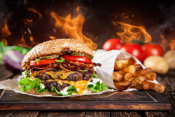Close-up of home made burger