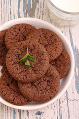 chocolate chip cookies, fir branch