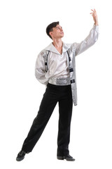 Fototapeta premium Young and stylish modern ballet dancer, isolated on white. Full body
