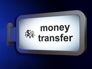Finance concept: Money Transfer and Finance Symbol on billboard background