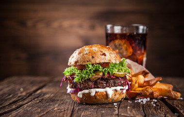 Close-up of home made burger