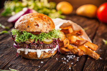 Close-up of home made burger