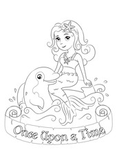 Sweetheart mermaid playing with Dolphin