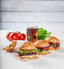 Close-up of home made burgers