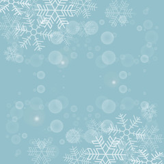 Fototapeta na wymiar Christmas Background Vector Illustration. Blue Christmas Background filled with Snow Symbols.