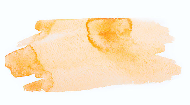 Watercolor yellow smear isolated on white background