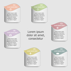 Colorful infographics template with steps, options. For infographic, banner, poster, web design, brochure, presentation. Vector illustration